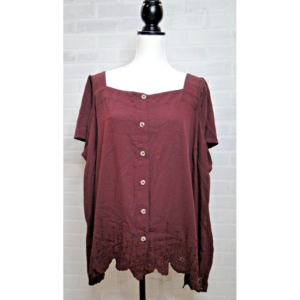 Torrid Purple Crinkle Gauze Square Neck Eyelet‎ Top Size 4X Nwt